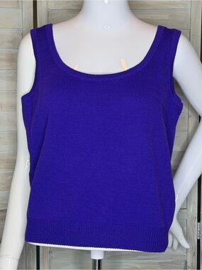 St. John by Marie Gray blue purple Santana knit sleeveless tank top shell Small